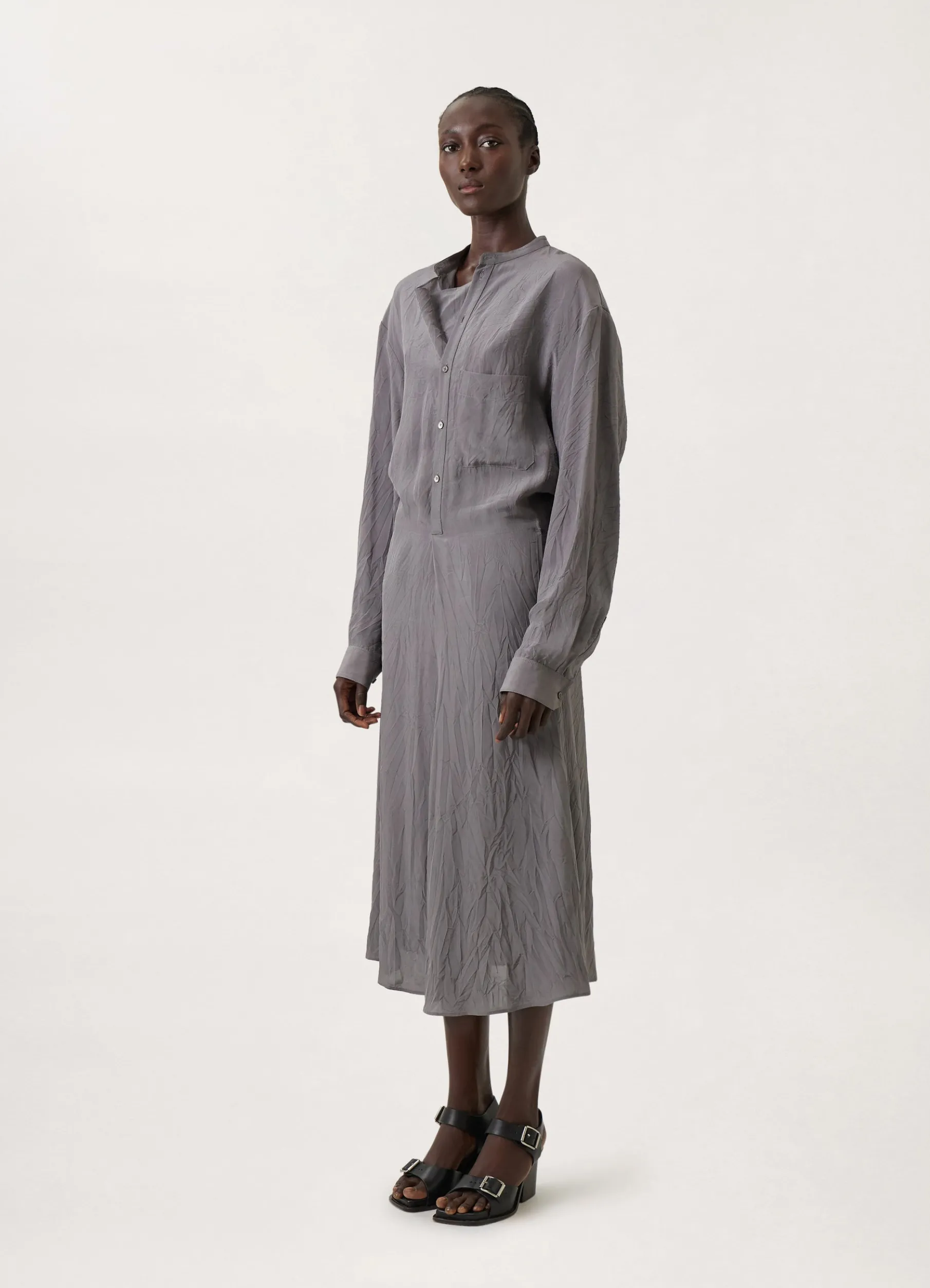 Gusset Collar Shirt Dress