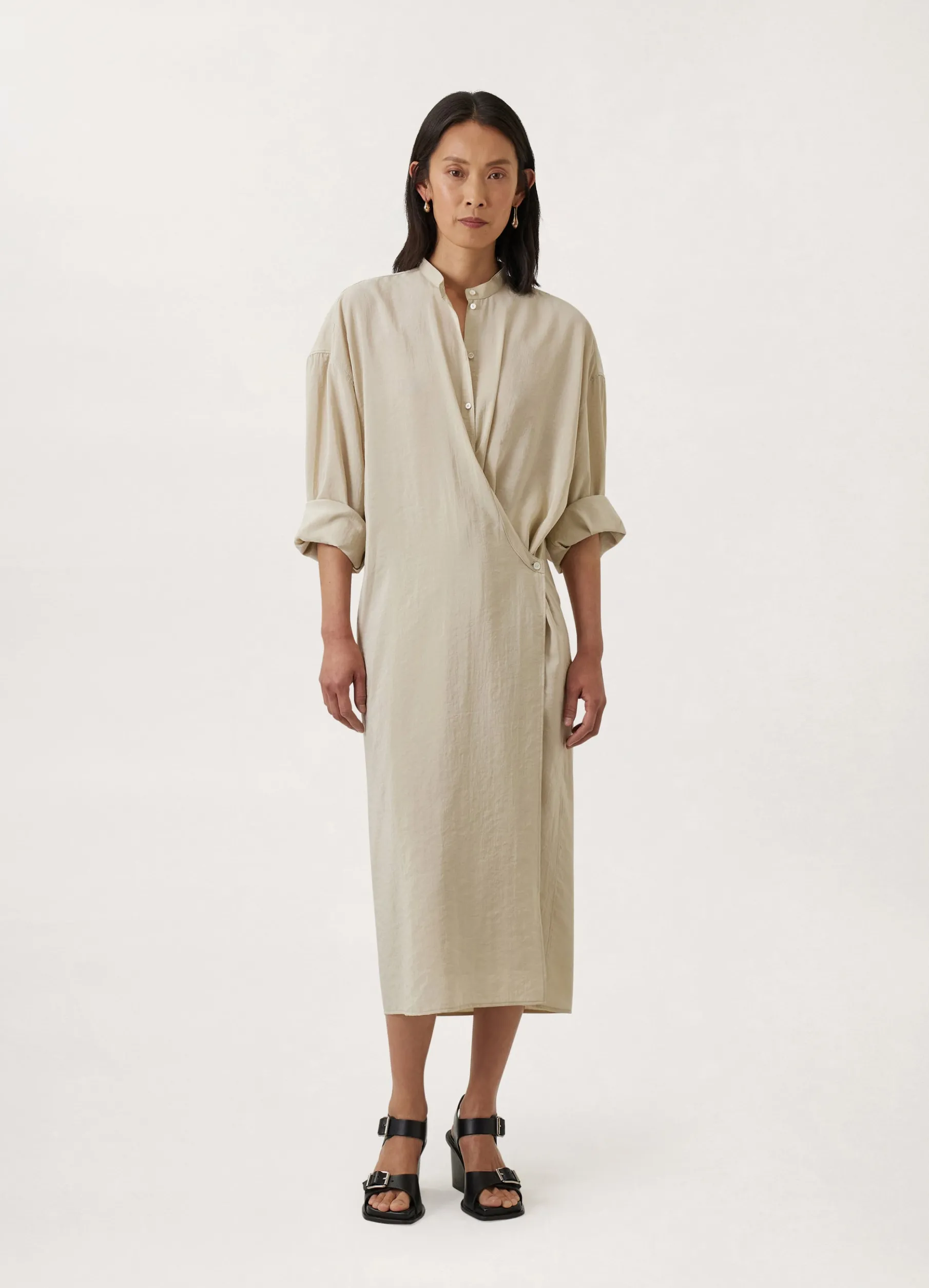 Officer Collar Twisted Dress