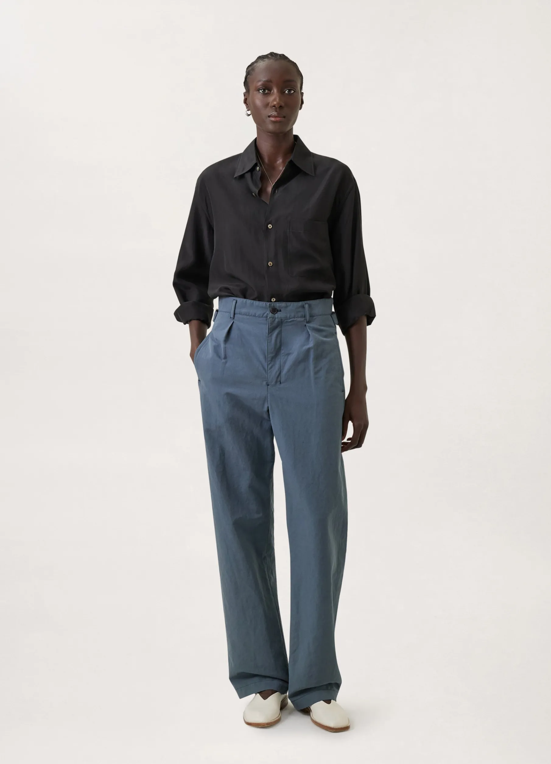 Pleated Straight Pants