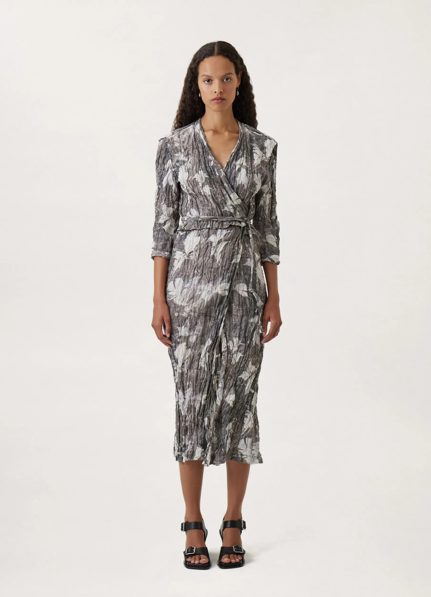 Crinkled Wrap Over Dress